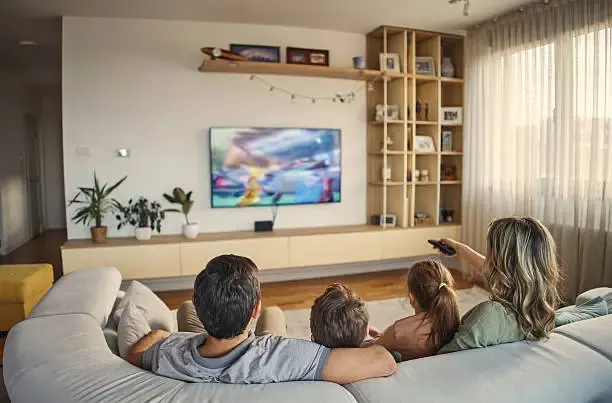 Family watching IPTV in HD and 4K